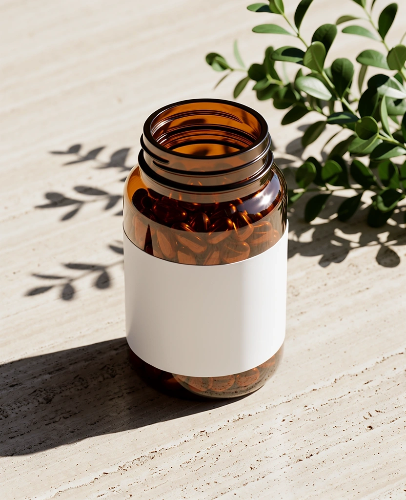 Premium natural supplement glass jar